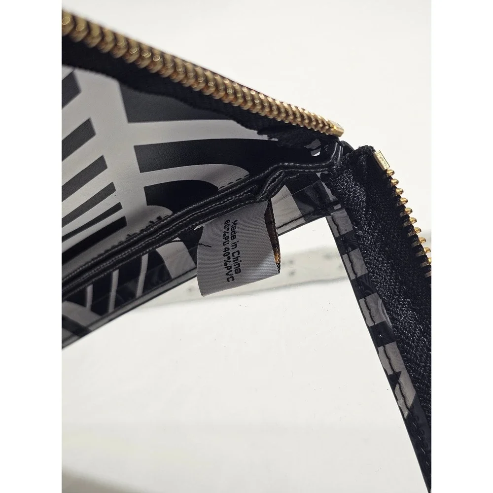 OTG247 Paws On The Go‎ #10 Clear Pouch Black White Faux Saffiano 18x11